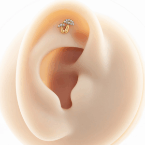 LABRET TITÂNIO R/I COGUMELOS CRAVEJADOS C/ ZIRCÔNIA - Imagem 4