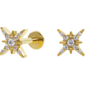 LABRET AÇO PVD GOLD R/I FLOCO DE NEVE - Imagem 1