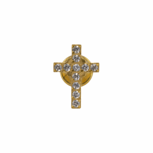 LABRET TITÂNIO R/I CRUZ CRAVEJADA MOD2 - PVD GOLD - Imagem 1
