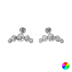 LABRET TITÂNIO R/INTERNA CLUSTER 5 PEDRAS (1.6MM) - Imagem 1