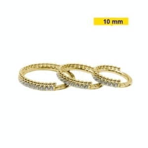 SEGMENTO TITANIO PVD GOLD CLICKER 2 FILEIRAS PEDRAS/ ESFERAS - 10MM - Imagem 1