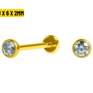 LABRET TITANIO PVD PONTO DE LUZ PUSH PIN - 0.8 x 6 X 2MM - Imagem 1