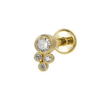 LABRET AÇO PVD GOLD R/I INDIANO C/ ZIRCÔNIA MOD4 - Imagem 1