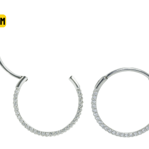 ARGOLA SEGMENTADA AÇO DUPLA TRABALHADA/ PEDRA - 8MM - Imagem 1