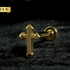 LABRET OURO 14K R/I CRUZ - 1.2 X 8MM - CO159 - Imagem 1