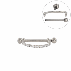 SEMI ARGOLA C/ BARRA TITÂNIO R/I CRAVEJADA - 12MM - Imagem 1