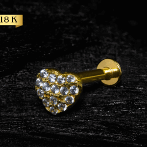 LABRET OURO 18K R/I CORAÇÃO CRAVEJADO - 1.2 X 8MM - CO285 - Imagem 1