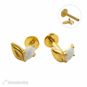 LABRET TITÂNIO R/I 2 PÉTALAS OPALA - PVD GOLD/BOREAL - Imagem 1