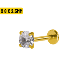 LABRET AÇO PVD GOLD R/I C/ ZIRCÔNIA - 1.2 X 8 X 2.5MM - Imagem 1