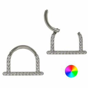 SEGMENTO TITÂNIO CLICKER MEIA ARGOLA CRAVEJADA - 8MM - Imagem 1
