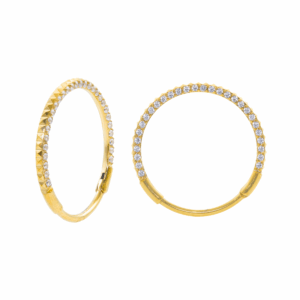 ARGOLA SEGMENTADA TITANIO PVD GOLD DUPLA TRABALHADA/ PEDRA - 8MM - Imagem 1