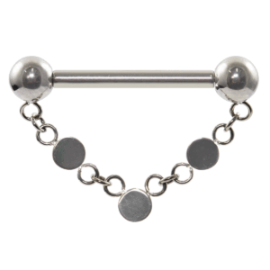 MAMILO TITÂNIO PUSH PIN CORRENTE C/ ESFERAS FLAT - Imagem 1