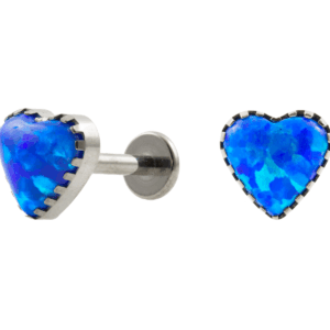 LABRET TITÂNIO R/I CORAÇÃO OPALA AZUL - 8MM - Imagem 1