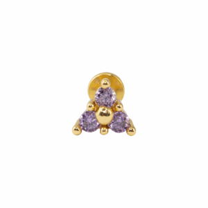 LABRET TRINITY C/ PEDRA LILÁS - BANHADO A OURO - Imagem 1