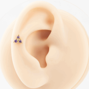 LABRET TRINITY C/ PEDRA LILÁS - BANHADO A OURO - Imagem 2