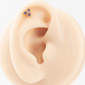 LABRET TRINITY C/ PEDRA LILÁS - BANHADO A OURO - Imagem 3