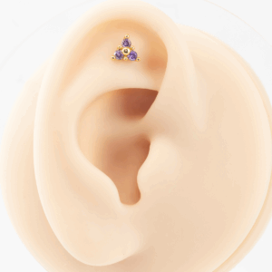 LABRET TRINITY C/ PEDRA LILÁS - BANHADO A OURO - Imagem 4