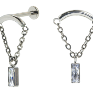 LABRET TITÂNIO R/I BARRA C/ CORRENTE E PONTO DE LUZ - Imagem 1