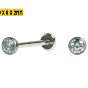 LABRET TITÂNIO PONTO DE LUZ  PUSH PIN - 1.0 x 8 X 2MM - Imagem 1