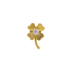 LABRET AÇO PVD GOLD R/I TREVO QUATRO FOLHAS C/ ZIRCÔNIA - Imagem 1