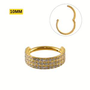 ARGOLA SEGMENTADA TITÂNIO PVD GOLD TRIPLA - 10MM - Imagem 1