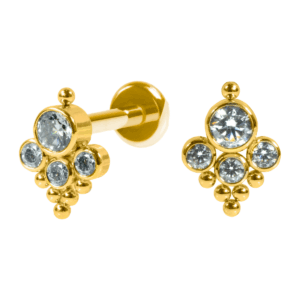 LABRET AÇO R/I INDIANO C/ ZIRCÔNIA - PVD GOLD - Imagem 1