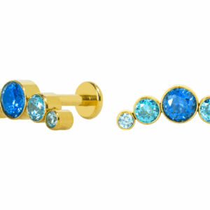 LABRET TITÂNIO PVD GOLD R/I CLUSTER 5 PEDRAS - AZUL - Imagem 1