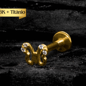 LABRET R/I TOPO OURO 18K + HASTE TIT PVD BORBOLETA - CO212 - Imagem 1