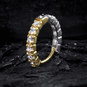 ARGOLA CLICKER OURO 18K CRAVEJADA DUPLA - 8MM - Imagem 1