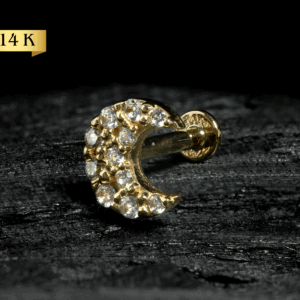 LABRET OURO 14K R/I LUA CRAVEJ. - 1.2 X 8MM - CO148 - Imagem 1