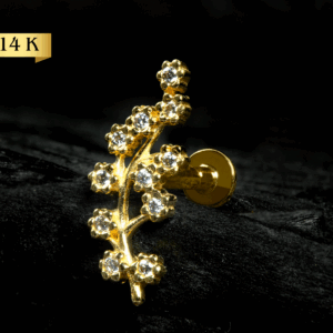 LABRET OURO 14K R/I FOLHA C/ PEDRA - 1.2 X 8MM - CO227 - Imagem 1