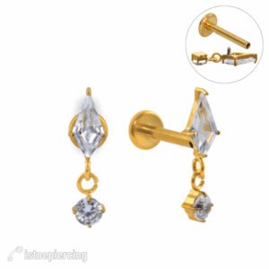 LABRET TITÂNIO R/I ZIRCÔNIA C/ PINGENTE - PVD GOLD - Imagem 1