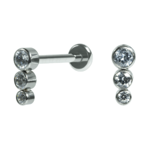 LABRET AÇO R/I MINI CLUSTER 3 PEDRAS - AÇO - Imagem 1