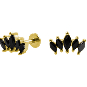 LABRET CLUSTER 5 PEDRAS BLACK - BANHADO A OURO - Imagem 1