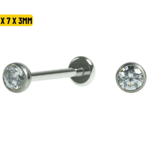 LABRET TITÂNIO PONTO DE LUZ PUSH PIN - 1.6 X 7 X 3MM - Imagem 1