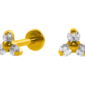 LABRET AÇO R/I TRINITY C/ ZIRCÔNIA 4:3 - PVD GOLD - Imagem 1