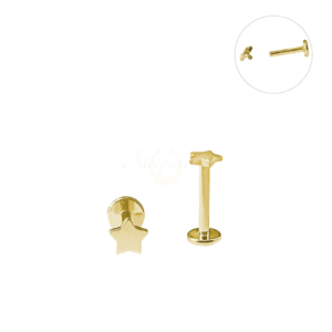 LABRET TITÂNIO PVD GOLD R/I ESTRELA - Imagem 1