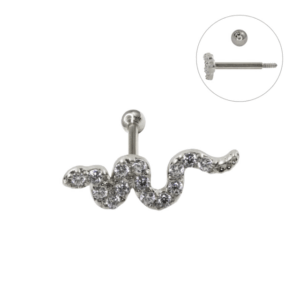 MICRO RETO OURO 18K COBRA CRAVEJADA BR08 - BRANCO - Imagem 1