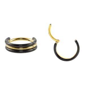SEGMENTO CLICKER TIT 3 FILEIRAS NATURAL/ PVD GOLD - 1.2X10 - Imagem 1
