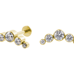LABRET TITÂNIO PVD GOLD R/I CLUSTER 5 PEDRAS - CRISTAL - Imagem 1