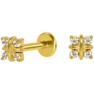 LABRET AÇO R/I 4 PEDRAS - PVD GOLD - Imagem 1