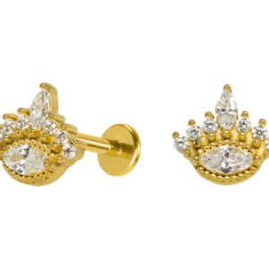 LABRET AÇO R/I INDIANO C/ ZIRCÔNIA - PVD GOLD - Imagem 1