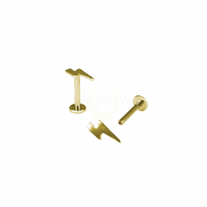 LABRET TITÂNIO PVD GOLD R/I RAIO - Imagem 1