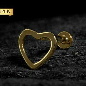 LABRET OURO 14K R/I CORAÇÃO VAZADO - 1.2 X 8MM - CO100 - Imagem 1