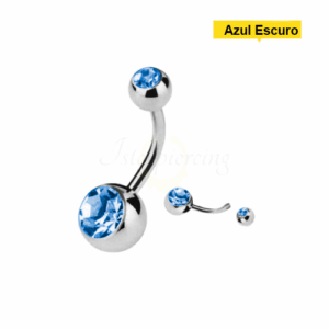 BANANA BELL AÇO C/ STRASS 2 PEDRAS - AZUL ESCURO - Imagem 1