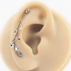 LABRET  DUPLO TITÂNIO R/I GOTA CORRENTE C/ ZIRCÔNIA - Imagem 2