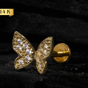 LABRET OURO 14K BORBOLETA C/ ZIRCÔNIA - CO143 - Imagem 1