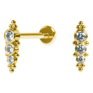 LABRET AÇO PVD GOLD R/I INDIANO C/ ZIRCÔNIA MOD5 - Imagem 1