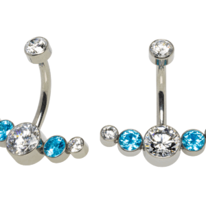 BANANA BELL TITÂNIO R/I FLAT CLUSTER MAIOR - CRISTAL/ AZUL - Imagem 1