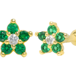 MICRO-RETO FLOR VERDE - BANHADO A OURO - Imagem 1